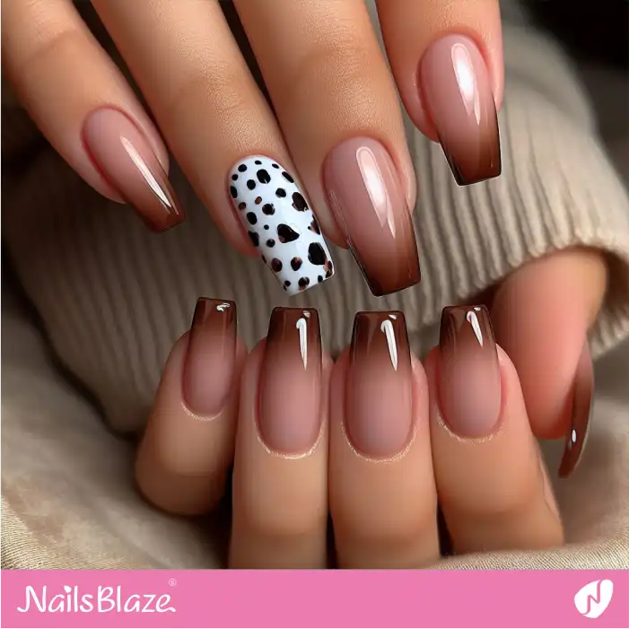Ombre Jelly Nails with Dalmatian Print Design | Animal Print Nails - NB1978